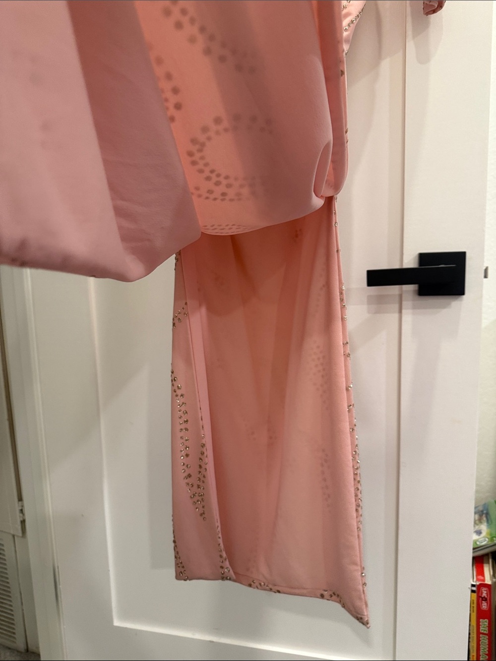 1970’s Pink Long Sleeve Glitter Maxi Evening Prom Dress - Picture 12 of 13